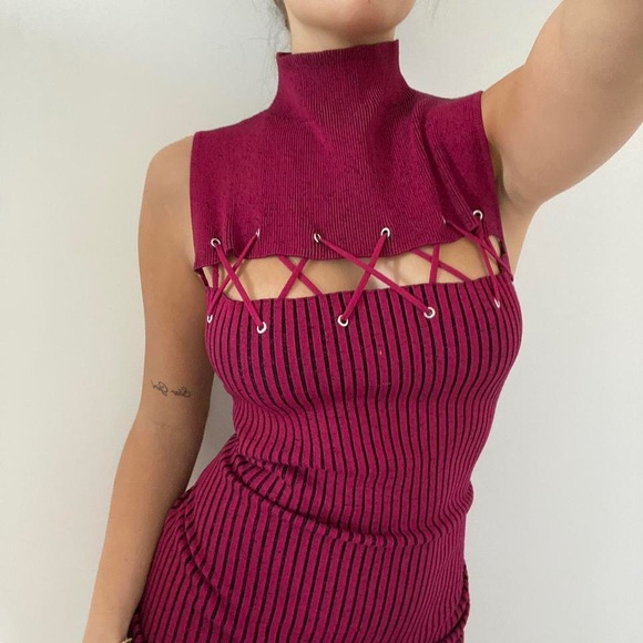Vintage dark purple / red knit dress 💖 - Picture 2 of 2